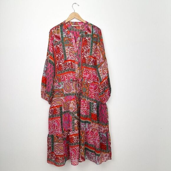 Soft Surroundings Women’s Drea Boho Chiffon Long Sleeved Midi Dress - Picture 2 of 13